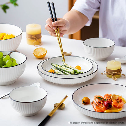 SOGA White Japanese Style Ceramic Dinnerware Crockery Soup Bowl Plate Server Kitchen Home Decor Set of 5 • LUZ-BowlG002