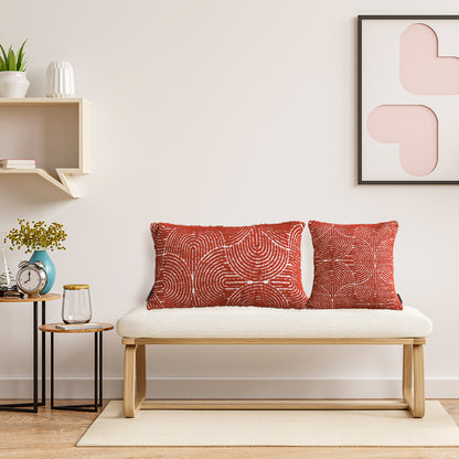 SOGA 30cm Cinnabar Pillow Perfect Burnt Indoor/Outdoor Corded ThrowRed Set Lumbar Throw Pillow • LUZ-FrenchCushion219