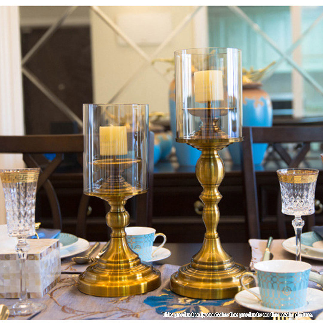 SOGA 33.5cm Gold Nordic Deluxe Candlestick Candle Holder Stand Pillar Glass /Iron • LUZ-CandleStick3451