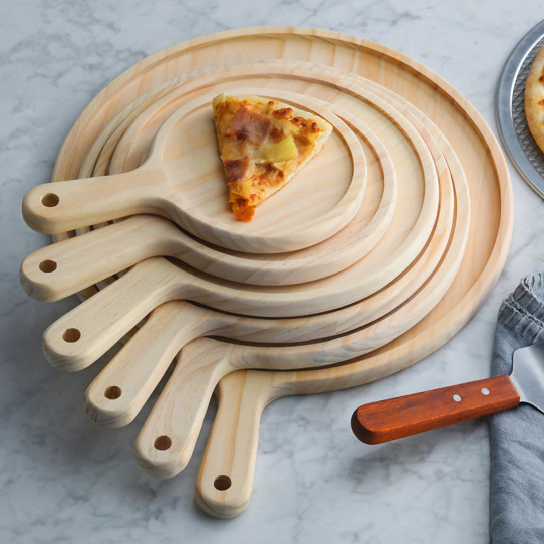 SOGA 2X 9 inch Round Premium Wooden Pine Food Serving Tray Charcuterie Board Paddle Home Decor • LUZ-WodB109X2