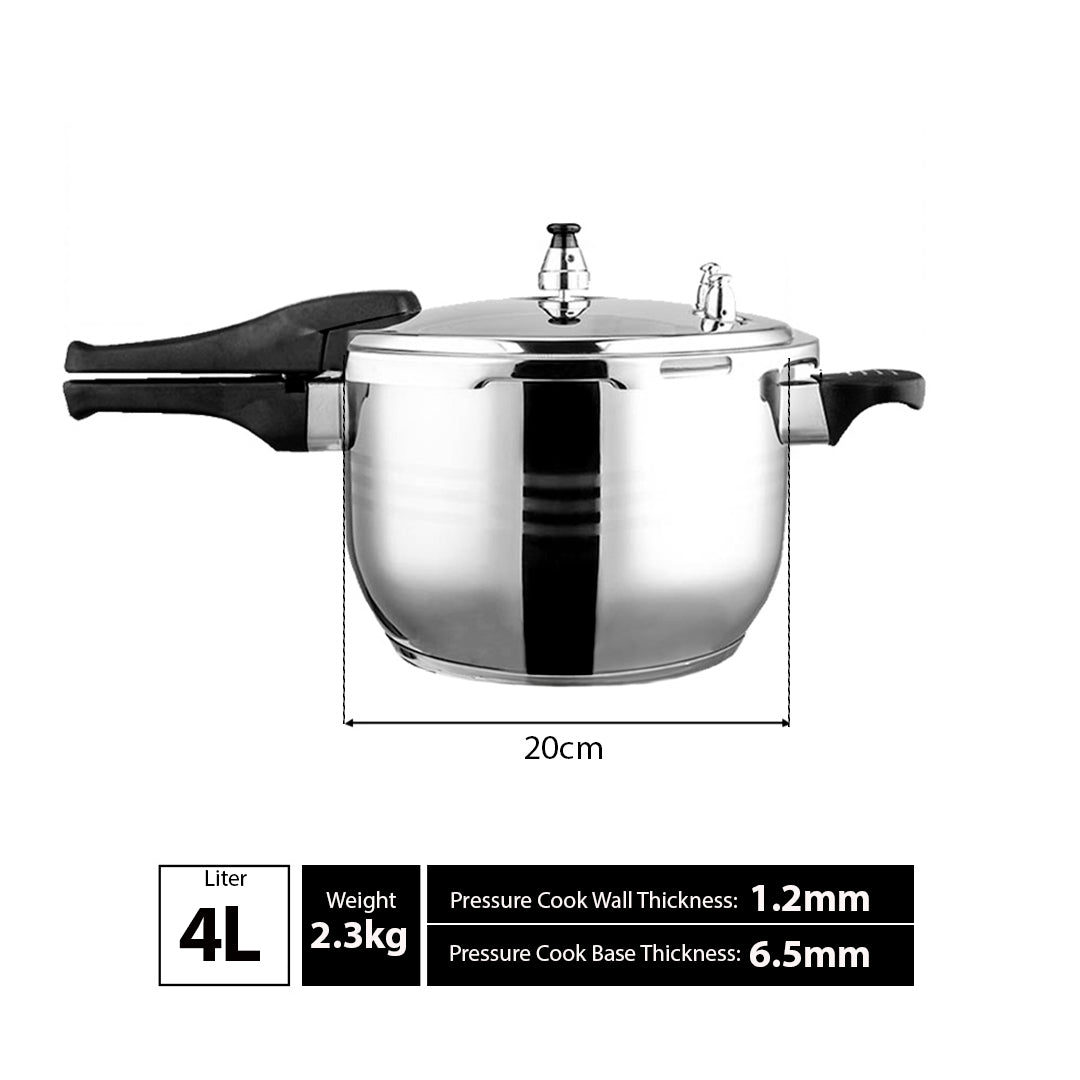 2X 4L Commercial Grade Stainless Steel Pressure Cooker • LUZ-StainlessSteelPressureCooker4LX2