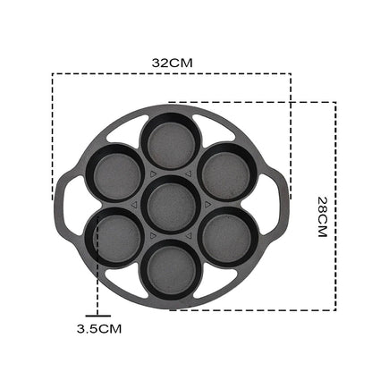 SOGA 32cm Cast Iron Takoyaki Fry Pan Octopus Balls Maker 7 Hole Cavities Grill Mold • LUZ-ZPai014
