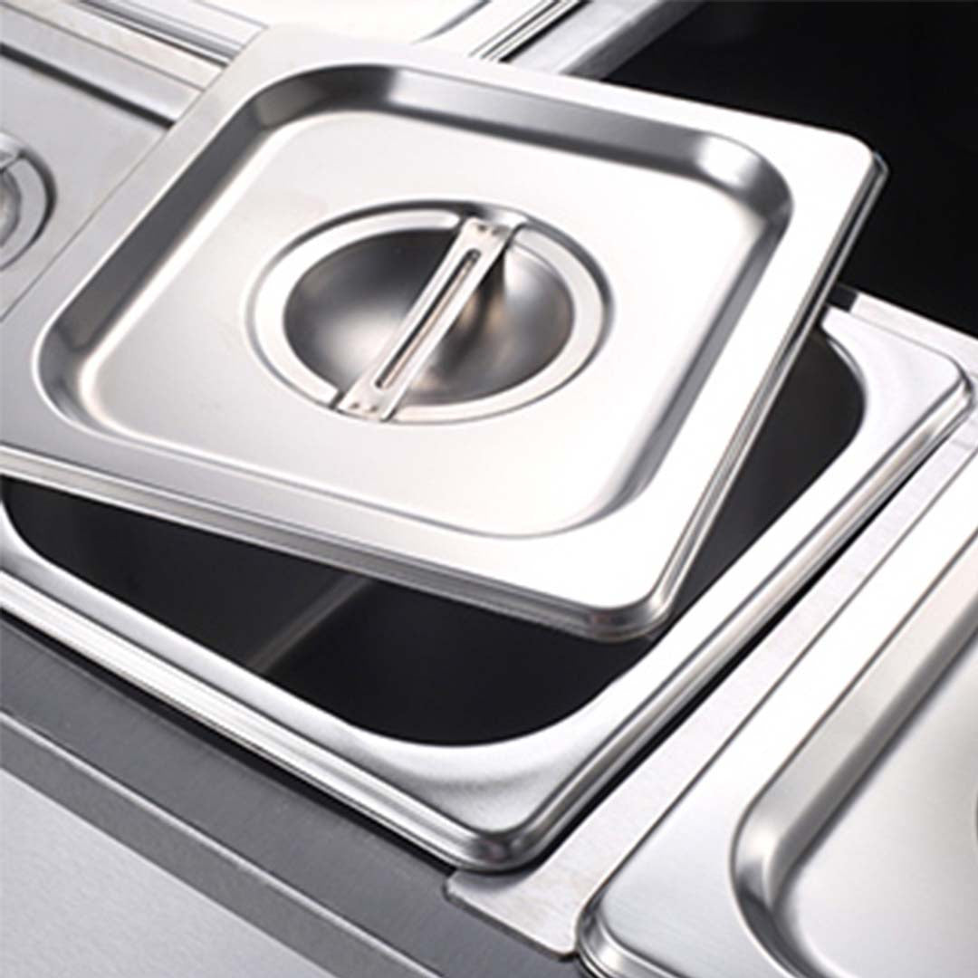 SOGA 2X Stainless Steel 4 X 1/2 GN Pan Electric Bain-Marie Food Warmer with Lid • LUZ-FoodWarmer742X2