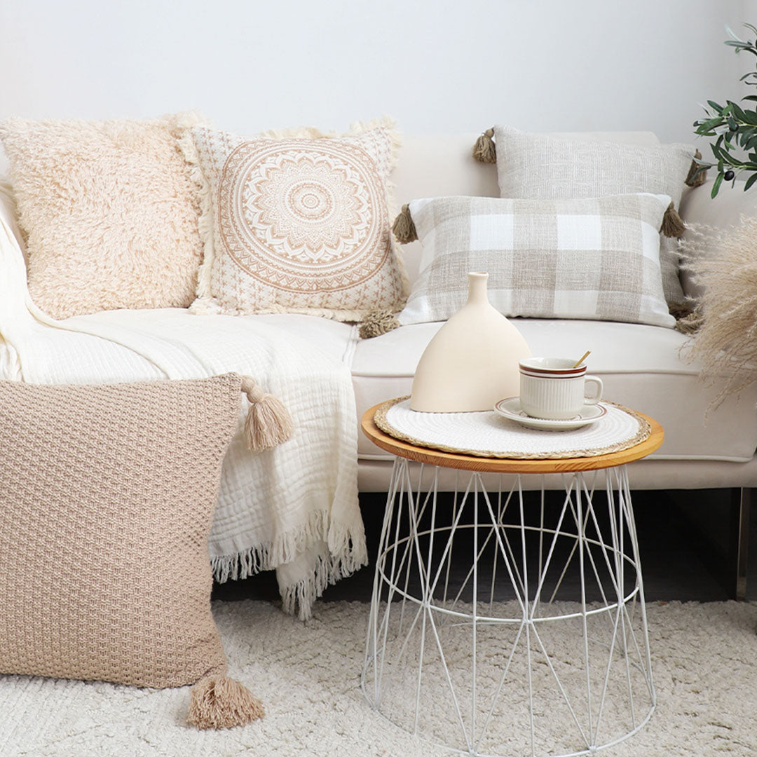SOGA 2X 50CM Beige Pillow Plush Sofa Cushion, Soft Fabric, Modern Couch Velvet, Decorative Throw Pillow • LUZ-FrenchCushion201X2