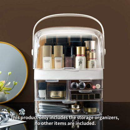 SOGA 3 Tier White Countertop Makeup Cosmetic Storage Organiser Skincare Holder Jewelry Storage Box with Handle • LUZ-BathC103