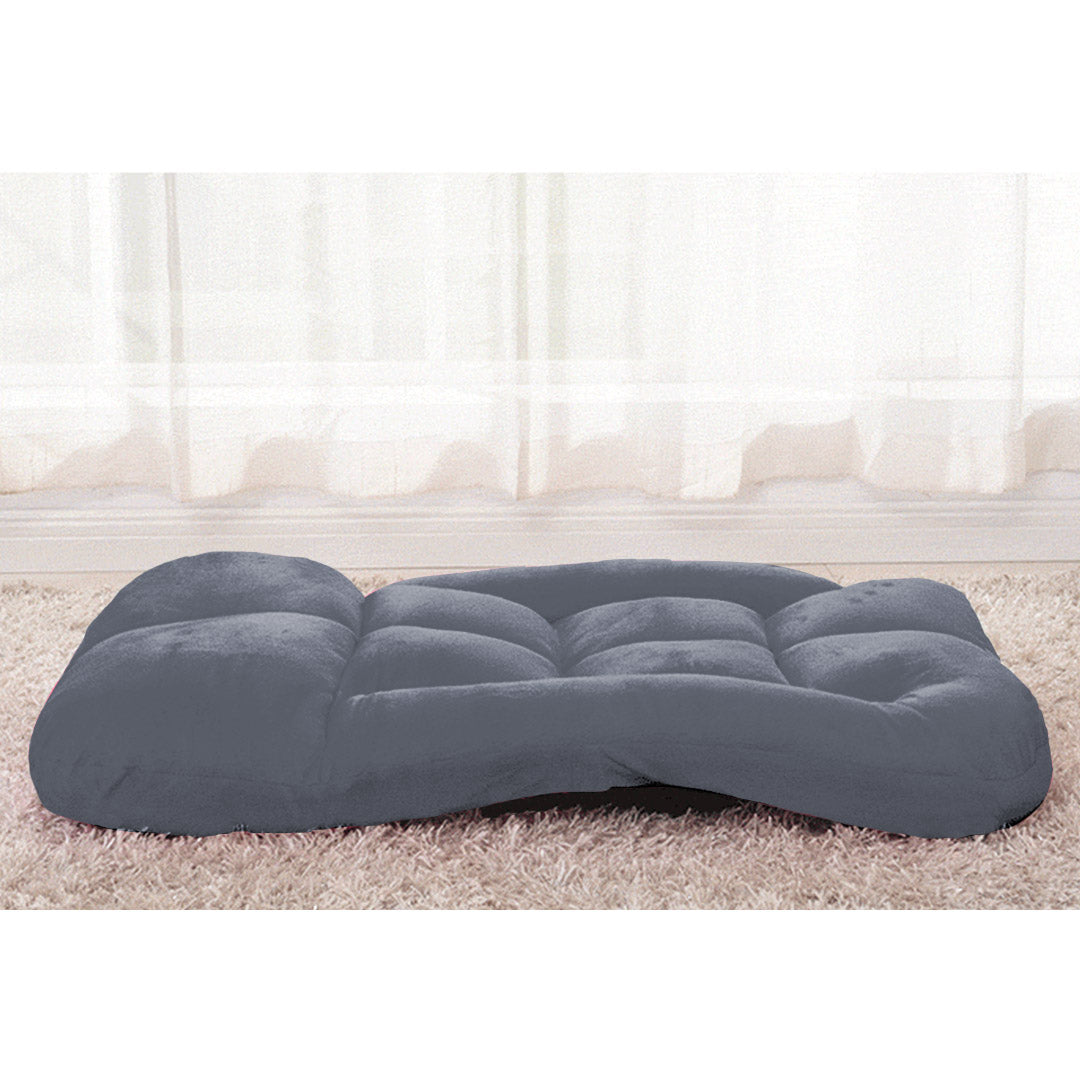 SOGA 2X Foldable Lounge Cushion Adjustable Floor Lazy Recliner Chair with Armrest Grey • LUZ-LoungeKidGreyX2