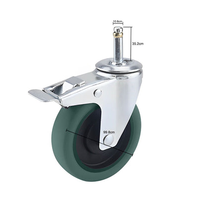 SOGA 2X 4" Heavy Duty Polyurethane Swivel Castor Brake Wheels • LUZ-FC1511WheelsBreakX2