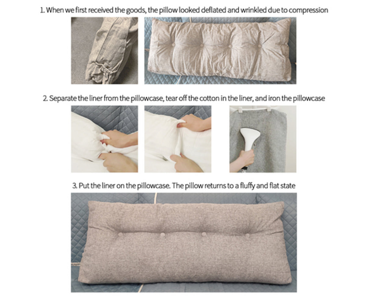 SOGA 2X 180cm Silver Triangular Wedge Bed Pillow Headboard Backrest Bedside Tatami Cushion Home Decor • LUZ-PillowFab180SilverX2