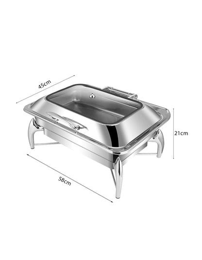 SOGA Stainless Steel Rectangular Chafing Dish Tray Buffet Cater Food Warmer Chafer with Top Lid LUZ-ChafingDish2103