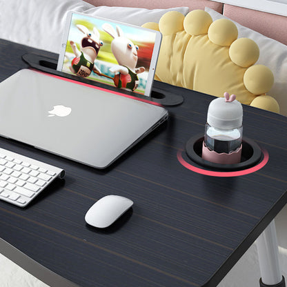 SOGA Black Portable Bed Table Adjustable Foldable Bed Sofa Study Table Laptop Mini Desk with Notebook Stand Cup Slot Home Decor • LUZ-BedTableH301