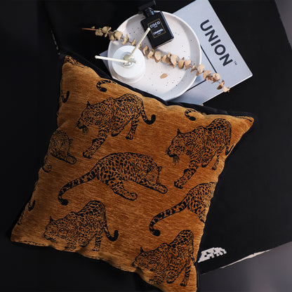 SOGA 45cm Throw Pillow Dark Brown Leopard Square Retro Decorative Cushion for Living Room • LUZ-FrenchCushion299