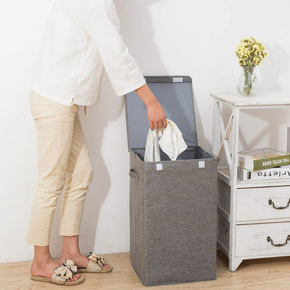 SOGA 2X  Grey Medium Collapsible Laundry Hamper Storage Box Foldable Canvas Basket Home Organiser Decor • LUZ-SBox101X2