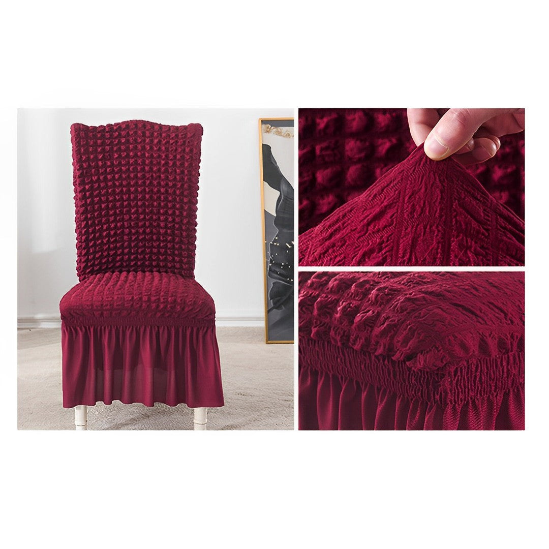 SOGA Burgundy Chair Cover Seat Protector with Ruffle Skirt Stretch Slipcover Wedding Party Home Decor • LUZ-Chaircov21A