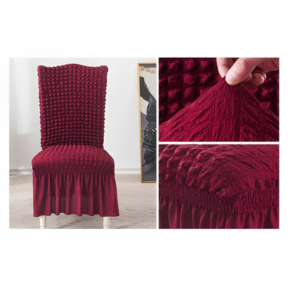 SOGA Burgundy Chair Cover Seat Protector with Ruffle Skirt Stretch Slipcover Wedding Party Home Decor • LUZ-Chaircov21A