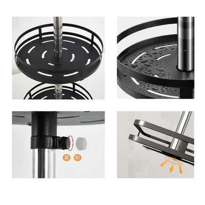 SOGA 3 Tier Steel Black Round Rotating Multi-Function Kitchen Portable Storage Spice Seasoning Kitchen Countertop Organiser Shelf • LUZ-KitchenXY051