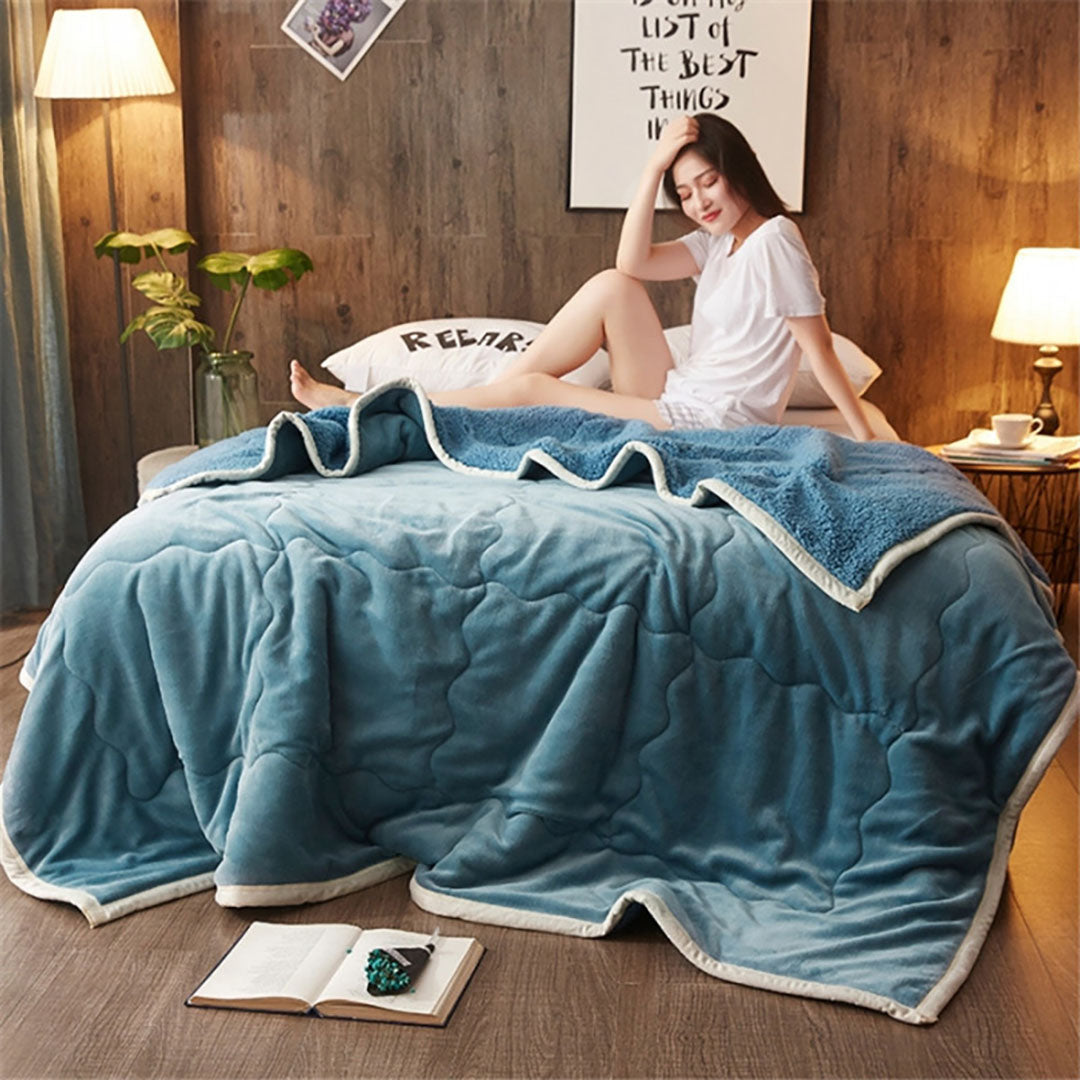 SOGA 2X Lake Blue Throw Blanket Warm Cozy Double Sided Thick Flannel Coverlet Fleece Bed Sofa Comforter • LUZ-Blanket304X2