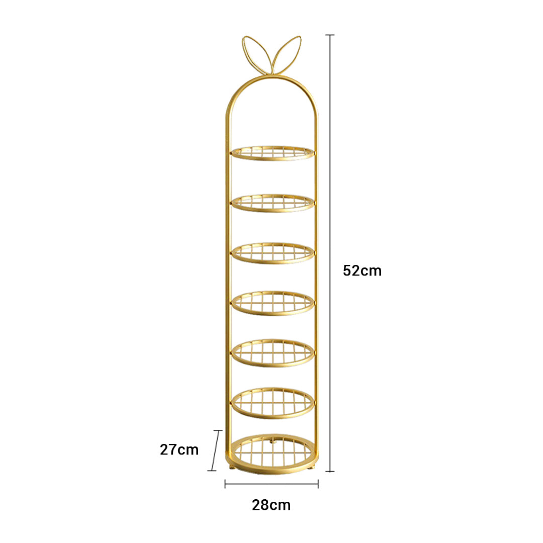 SOGA 7 Tier Bunny Ears Shape Gold Plated Metal Shoe Organizer Space Saving Portable Footwear Storage Shelf • LUZ-FPotXJ0991