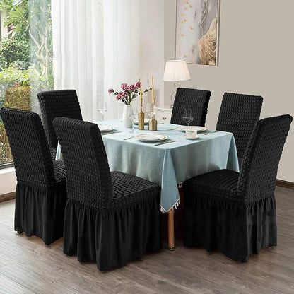 SOGA Black Chair Cover Seat Protector with Ruffle Skirt Stretch Slipcover Wedding Party Home Decor • LUZ-Chaircov26F