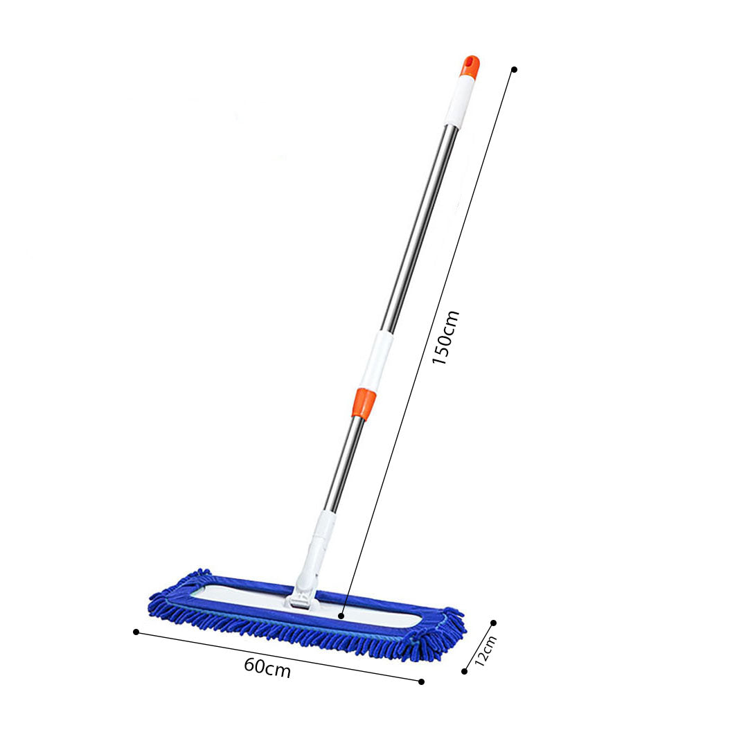 SOGA 60x12 Blue Microfiber Flat Mop Floor Cleaning Pads Rotating Dust Remover • LUZ-MopBlu602