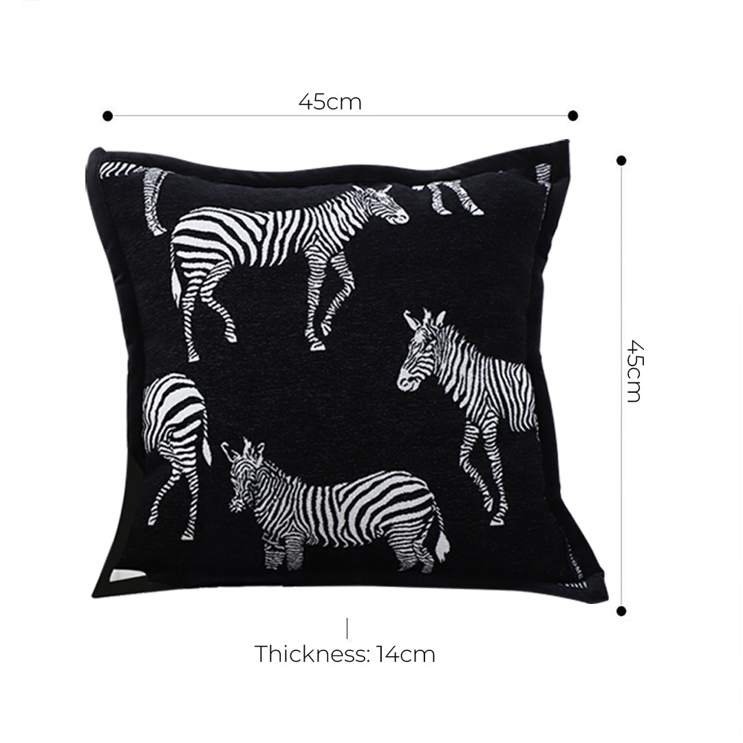 SOGA 2X 45cm Black Light Luxury Zebra Cushion Decorative Square Pillow Living Room Home Decor LUZ-FrenchCushion290X2