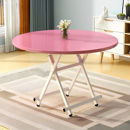SOGA Pink Dining Table Portable Round Surface Space Saving Folding Desk Home Decor • LUZ-TableRD726
