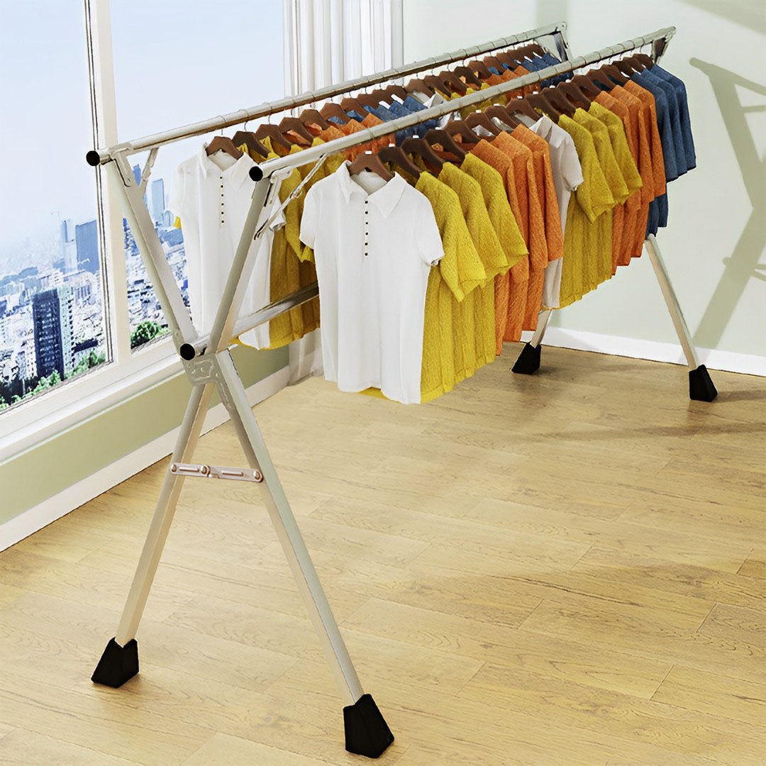 SOGA 1.6m Portable Standing Clothes Drying Rack Foldable Space-Saving Laundry Holder 3 Poles • LUZ-BSXG2511
