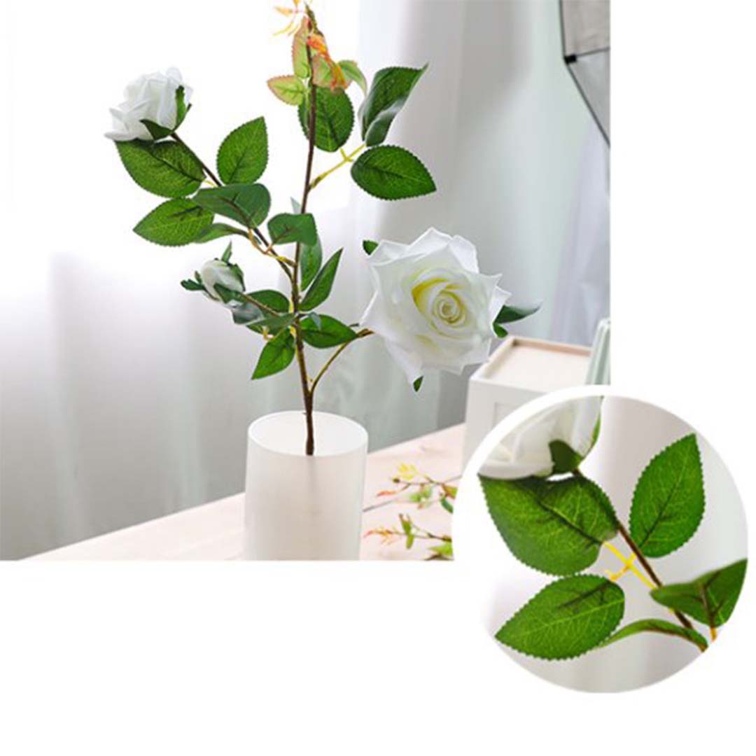 SOGA 12pcs Artificial Silk Flower Fake Rose Bouquet Table Decor White • LUZ-AFlower3H12White