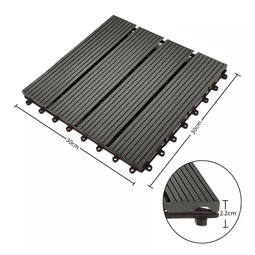 SOGA 11 pcs Grey DIY Wooden Composite Decking Tiles Garden Outdoor Backyard Flooring Home Decor • LUZ-Deck7002