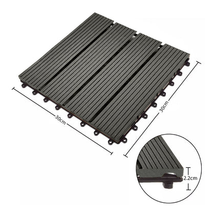 SOGA 11 pcs Grey DIY Wooden Composite Decking Tiles Garden Outdoor Backyard Flooring Home Decor • LUZ-Deck7002
