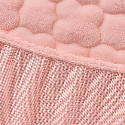 SOGA 2X Pink 183cm Wide Mattress Cover Thick Quilted Fleece Stretchable Clover Design Bed Spread Sheet Protector with Pillow Covers • LUZ-BCover7008X2