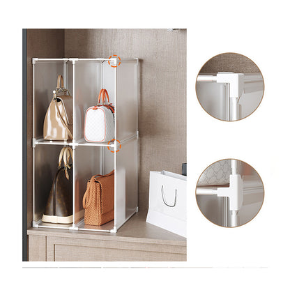 SOGA 2 Tier Multifunctional PP Plastic Bag Box Portable Cubby DIY Storage Shelves Stackable Handbag Purse Organiser • LUZ-BagBox005