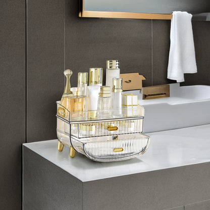 SOGA 2X 3 Tier Transparent Multifunctional Countertop Cosmetic Storage Makeup Skincare Holder Jewelry Cabinet Bathroom Desk Drawer Vanity Organiser • LUZ-BathC123X2