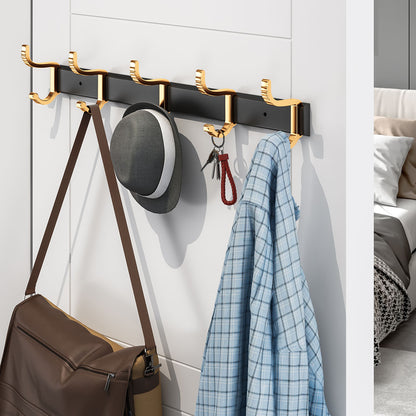 SOGA 41cm Wall Mounted Towel Rack Space-Saving Hanger Organiser with Durable Hooks • LUZ-TAN1014