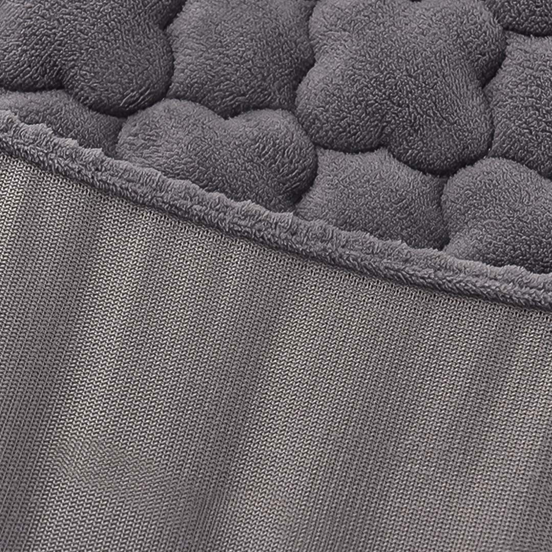 SOGA 2X Grey 183cm Wide Mattress Cover Thick Quilted Fleece Stretchable Clover Design Bed Spread Sheet Protector with Pillow Covers • LUZ-BCover7003X2