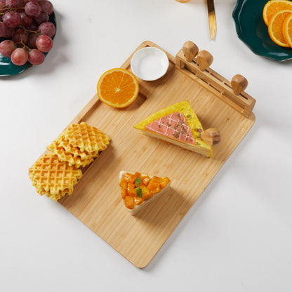 SOGA 2X 36cm Brown Rectangular Wood Cheese Board Charcuterie Serving Tray with Knife Set Countertop Decor • LUZ-WodE592X2