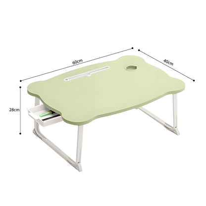 SOGA Green Portable Bed Table Adjustable Folding Mini Desk With Mini Drawer and Cup-Holder Home Decor • LUZ-BedTableM668