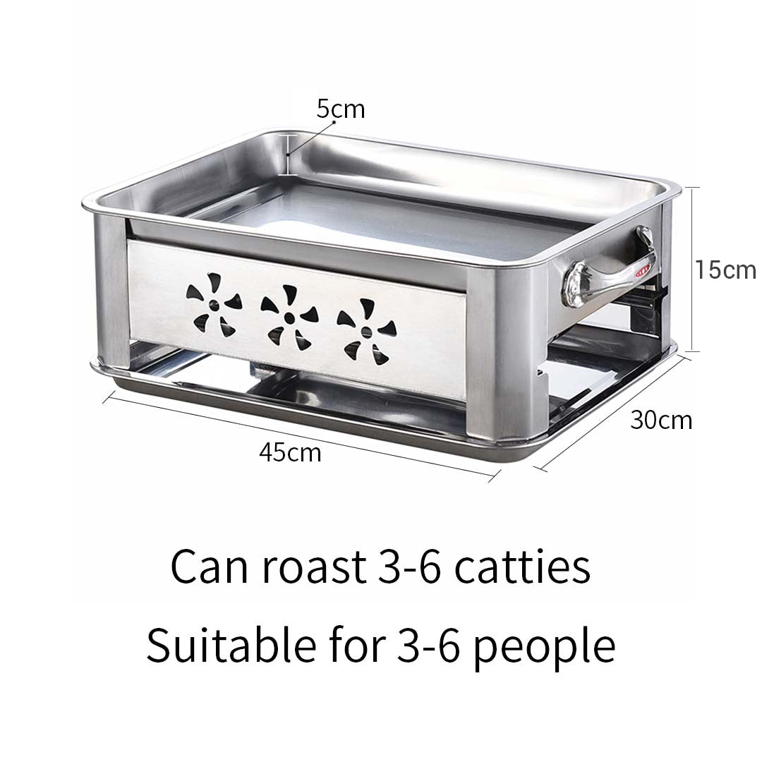 4X 45CM Portable Stainless Steel Outdoor Chafing Dish BBQ Fish Stove Grill Plate • LUZ-ChafingDishFish45cmX4