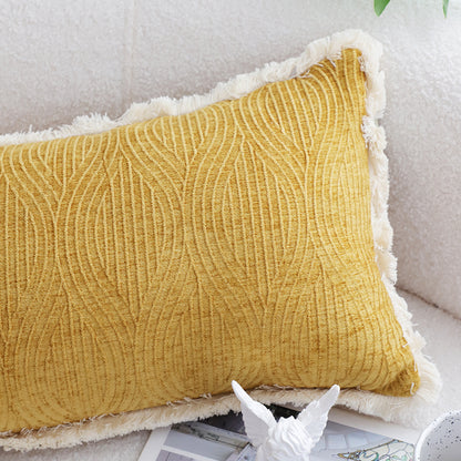 SOGA 35cm Throw Pillow Turmeric Yellow Aesthetic Chenille Texture for Home Decor • LUZ-FrenchCushion314