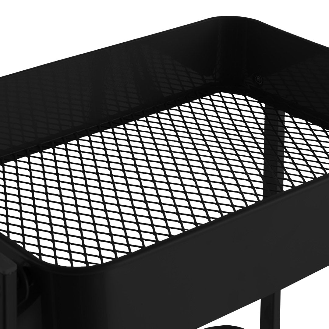 SOGA 3 Tier Steel Black Foldable Kitchen Cart Multi-Functional Shelves Portable Storage Organizer with Wheels • LUZ-KitchenXY011