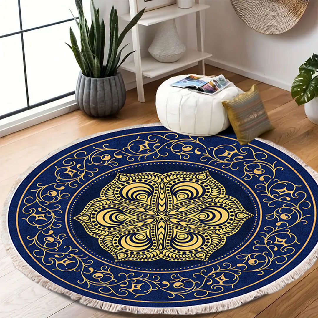 SOGA 90cm Area Rug Turquoise and Grey Abstract Art Painting Teal Anti-slip Doormat, Home Decor • LUZ-CarpetYH29