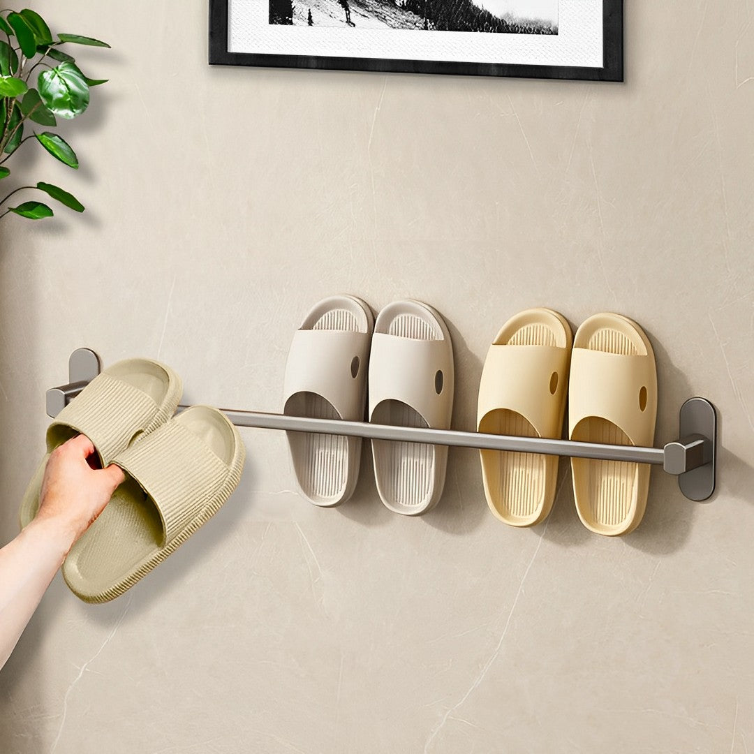 SOGA 2X 69cm Wall-Mounted Slipper Organiser Adhesive Storage Space-Saving Wall Rack LUZ-TAN1042X2