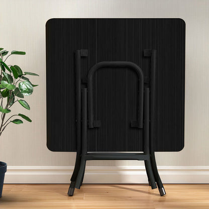 SOGA Black Dining Table Portable Square Surface Space Saving Folding Desk with Lacquered Legs Home Decor • LUZ-Table1205AA