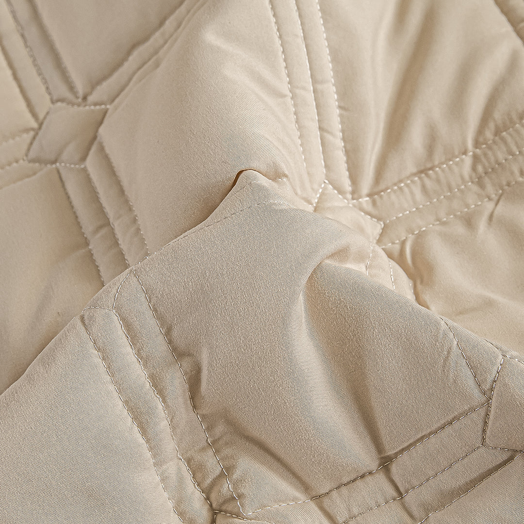 SOGA 2X Beige 153cm Wide Mattress Cover Thick Quilted Stretchable Bed Spread Sheet Protector with Pillow Covers • LUZ-BCover4001X2