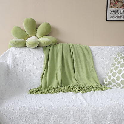 SOGA 2X Green Acrylic Knitted Throw Blanket Solid Fringed Warm Cozy Woven Cover Couch Bed Sofa Home Decor • LUZ-Blanket913X2