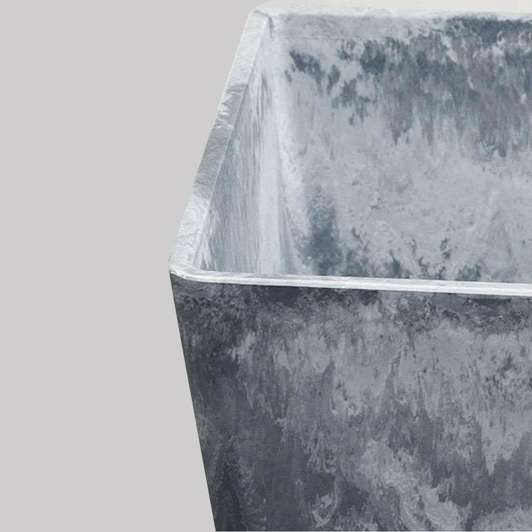 SOGA 27cm Weathered Grey Square Resin Plant Flower Pot in Cement Pattern Planter Cachepot for Indoor Home Office • LUZ-FPotH2765