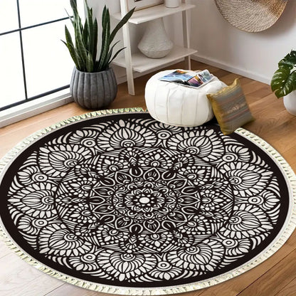 SOGA 120cm Mandala Modern Ethnic Tassel Print Anti-slip Doormat, Home Decor • LUZ-CarpetXLS48