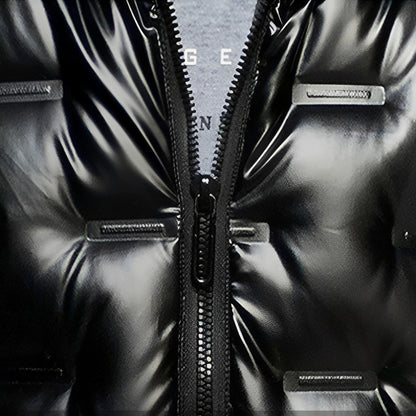 abbee Black XL Winter Hooded Glossy Down Jacket Stylish Lightweight Quilted Warm Puffer Coat • LUZ-DJ-9800B