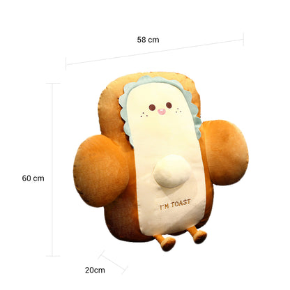 SOGA 2X 58cm Cute Face Toast Bread Cushion Stuffed Car Seat Plush Cartoon Back Support Pillow Home Decor • LUZ-SCushion063X2