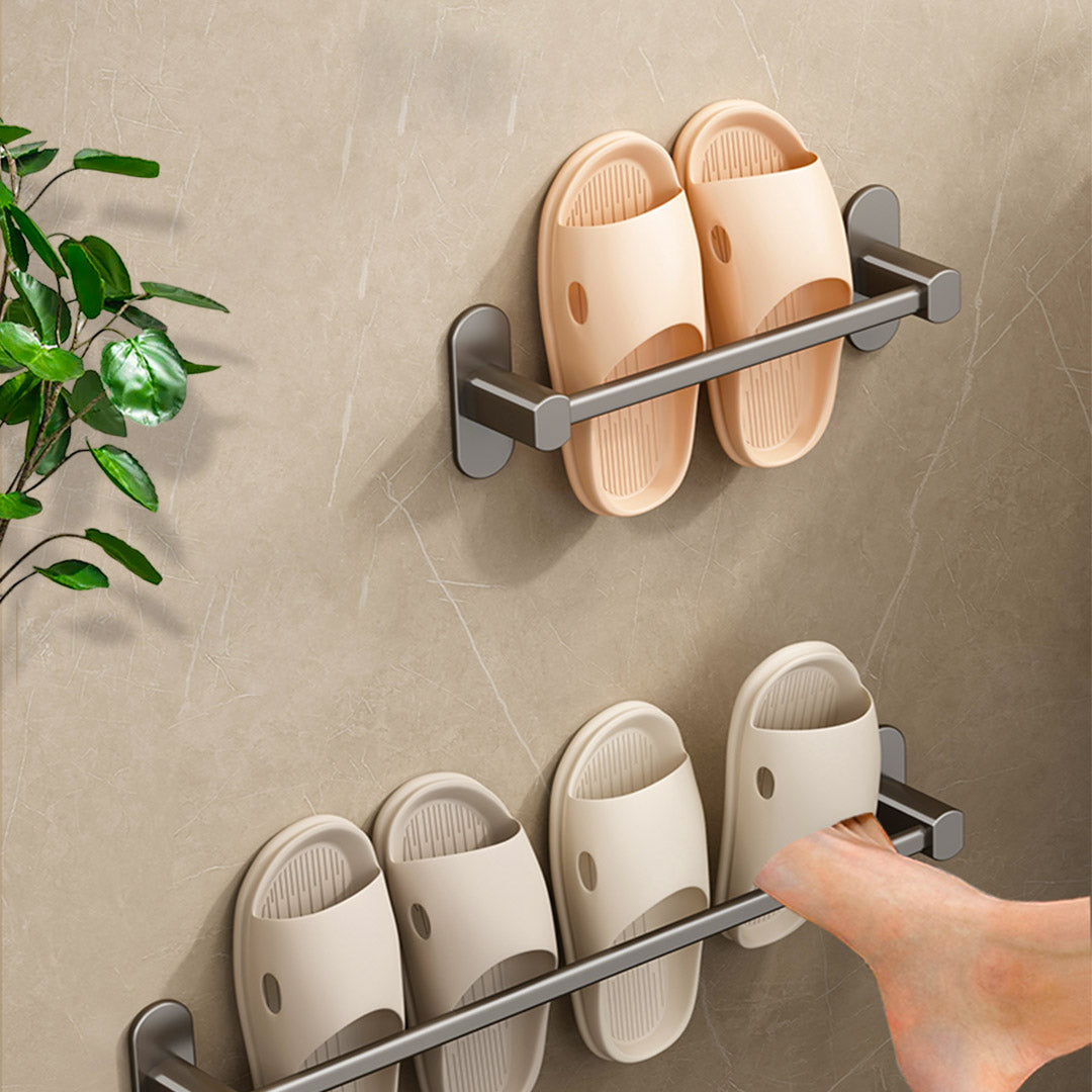 SOGA 49cm Wall-Mounted Slipper Organiser Adhesive Storage Space-Saving Wall Rack LUZ-TAN1041