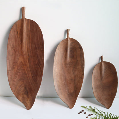 SOGA Set of 2 Walnut Leaf Shape Wooden Tray Food Charcuterie Serving Board Paddle Centerpiece Home Decor • LUZ-WodC212